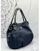 PRADA HOBO SHOULDER BAG IN DARK BLUE NYLON WITH LEATHER