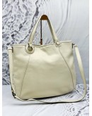 SALVATORE FERRAGAMO GANCINI TOTE SHOULDER BAG IN OFF WHITE LEATHER