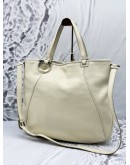 SALVATORE FERRAGAMO GANCINI TOTE SHOULDER BAG IN OFF WHITE LEATHER
