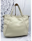SALVATORE FERRAGAMO GANCINI TOTE SHOULDER BAG IN OFF WHITE LEATHER