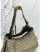 FENDI HOBO SHOULDER BAG IN BEIGE CANVAS WITH DARK BROWN LEATHER