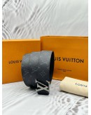 (LIKE NEW) LOUIS VUITTON INITIALES 40MM REVERSIBLE BELT SIZE 110/44 IN BLACK MONOGRAM ECLIPSE CANVAS WITH LEATHER -FULL SET-