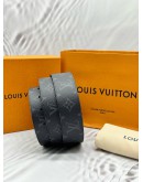 (LIKE NEW) LOUIS VUITTON INITIALES 40MM REVERSIBLE BELT SIZE 110/44 IN BLACK MONOGRAM ECLIPSE CANVAS WITH LEATHER -FULL SET-