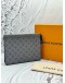 MICROCHIP LOUIS VUITTON POCHETTE VOYAGE MM IN GREY MONOGRAM ECLIPSE CANVAS WITH LEATHER -FULL SET-