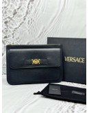 (UNUSED) VERSACE MEDUSA BIGGIE CLUTCH IN BLACK LEATHER -FULL SET-