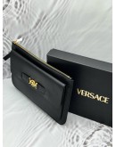 (UNUSED) VERSACE MEDUSA BIGGIE CLUTCH IN BLACK LEATHER -FULL SET-