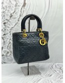 CHRISTIAN DIOR VINTAGE MEDIUM LADY DIOR IN DARK BLUE LAMBSKIN LEATHER