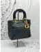 CHRISTIAN DIOR VINTAGE MEDIUM LADY DIOR IN DARK BLUE LAMBSKIN LEATHER
