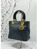 CHRISTIAN DIOR VINTAGE MEDIUM LADY DIOR IN DARK BLUE LAMBSKIN LEATHER