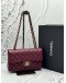 (UNUSED) 2025 MICROCHIP CHANEL SMALL CLASSIC DOUBLE FLAP BAG IN BURGUNDY CAVIAR LEATHER -FULL SET-