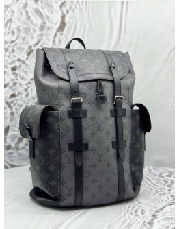 MICROCHIP LOUIS VUITTON CHRISTOPHER MM BACKPACK IN BLACK AND GREY MONOGRAM ECLIPSE CANVAS WITH LEATHER