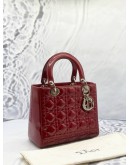 (RAYA PROMO) CHRISTIAN DIOR MEDIUM LADY DIOR IN RED CANNAGE PATENT LEATHER 