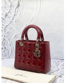 (RAYA PROMO) CHRISTIAN DIOR MEDIUM LADY DIOR IN RED CANNAGE PATENT LEATHER 