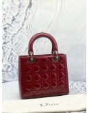 (RAYA PROMO) CHRISTIAN DIOR MEDIUM LADY DIOR IN RED CANNAGE PATENT LEATHER 