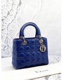 (RAYA PROMO) CHRISTIAN DIOR MEDIUM LADY DIOR IN ROYAL BLUE CANNAGE LAMBSKIN LEATHER