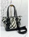 (RAYA PROMO) BURBERRY LOWRY HOBO SHOULDER BAG IN BLACK BEAT CHECK NYLON WITH PATENT LEATHER