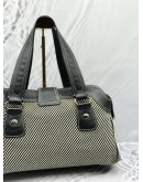 (RAYA PROMO) BURBERRY BLUE LABEL HANDBAG IN BLACK AND WHITE WOVEN FABRIC WITH BLACK LEATHER