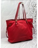 (CNY PROMO) PRADA TOTE SHOULDER BAG IN RED TESSUTO WITH LEATHER
