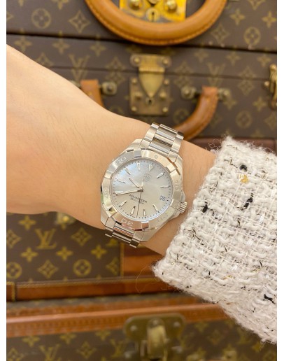 (LIKE NEW) 2016 TAG HEUER AQUARACER LADY REF WAY1312 MOTHER OF PEARL DIAL 32MM QUARTZ WATCH -FULL SET-