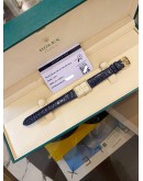 (LIKE NEW) ROLEX CELLINI 18K 750 YELLOW GOLD FACTORY DIAMOND 3/6/9 BLUE SAPPHIRE INDICES REF 4930 GOLD TEXTURED DIAL 33MM X 24MM MANUAL WINDING WATCH