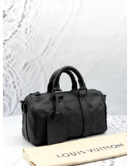 (RAYA PROMO) LOUIS VUITTON KEEPALL BANDOULIERE 25 IN BLACK MONOGRAM TAURILLON LEATHER