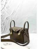 (BRAND NEW) 2023 HERMES MINI LINDY IN ETOUPE CLEMENCE LEATHER -FULL SET-