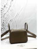 (BRAND NEW) 2023 HERMES MINI LINDY IN ETOUPE CLEMENCE LEATHER -FULL SET-