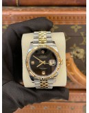 (LIKE NEW) 2017 ROLEX DATEJUST 36 REF 116233 HALF 18K 750 YELLOW GOLD BLACK DIAMOND DIAL 36MM AUTOMATIC WATCH