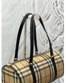 BURBERRY PAPILLON HANDBAG IN BEIGE NOVA CHECK CANVAS WITH BLACK LEATHER