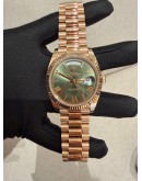 (BRAND NEW) 2024 ROLEX DAY-DATE 40 18K 750 ROSE GOLD REF 228235 AVOCADO GREEN DIAL AUTOMATIC WATCH -FULL SET-