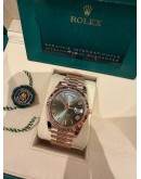 (BRAND NEW) 2024 ROLEX DAY-DATE 40 18K 750 ROSE GOLD REF 228235 AVOCADO GREEN DIAL AUTOMATIC WATCH -FULL SET-