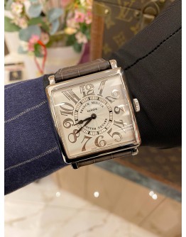 (LIKE NEW) 2022 FRANCK MULLER MASTER SQUARE REF 6002 K QZ V SILVER DIAL 42MM QUARTZ WATCH -FULL SET-