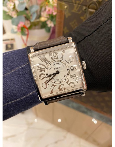 (LIKE NEW) 2022 FRANCK MULLER MASTER SQUARE REF 6002 K QZ V SILVER DIAL 42MM QUARTZ WATCH -FULL SET-