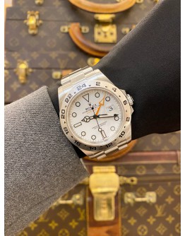 (LIKE NEW) 2018 ROLEX EXPLORER II REF 216570 WHITE DIAL 42MM AUTOMATIC WATCH -FULL SET-