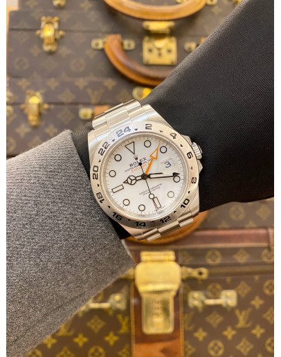 (LIKE NEW) 2018 ROLEX EXPLORER II REF 216570 WHITE DIAL 42MM AUTOMATIC WATCH -FULL SET-