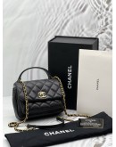 (CNY PROMO) CHANEL MINI TOP HANDLE FLAP BAG IN BLACK LEATHER -FULL SET-