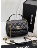 (CNY PROMO) CHANEL MINI TOP HANDLE FLAP BAG IN BLACK LEATHER -FULL SET-