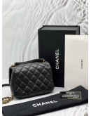 (CNY PROMO) CHANEL MINI TOP HANDLE FLAP BAG IN BLACK LEATHER -FULL SET-