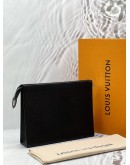 (CNY PROMO) (LIKE NEW) LOUIS VUITTON POCHETTE VOYAGE MM IN BLACK TAIGA LEATHER -FULL SET- 