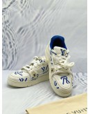 (CNY SALE) LOUIS VUITTON TRAINER SNEAKERS SIZE 5 IN WHITE WITH BLUE LEATHER