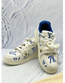 (CNY SALE) LOUIS VUITTON TRAINER SNEAKERS SIZE 5 IN WHITE WITH BLUE LEATHER