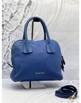 (CLEAR STOCK) BURBERRY LONDON BOWLING BAG IN BLUE LEATHER