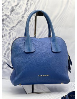 (CLEAR STOCK) BURBERRY LONDON BOWLING BAG IN BLUE LEATHER