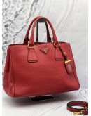 (CNY SALE) PRADA SHOPPING TOTE BAG IN RED VITELLO DAINO LEATHER