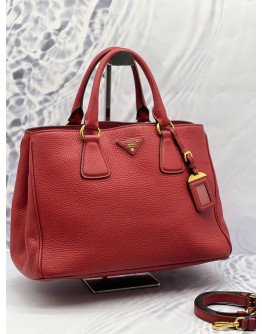 (CNY PROMO) PRADA SHOPPING TOTE BAG IN RED VITELLO DAINO LEATHER