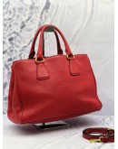 (CNY SALE) PRADA SHOPPING TOTE BAG IN RED VITELLO DAINO LEATHER