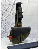 (CNY PROMO) CHRISTIAN DIOR X SACAI SADDLE IN IN OLIVE GREEN NYLON WITH BLACK LEATHER