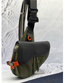 (CNY PROMO) CHRISTIAN DIOR X SACAI SADDLE IN IN OLIVE GREEN NYLON WITH BLACK LEATHER