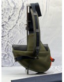 (CNY PROMO) CHRISTIAN DIOR X SACAI SADDLE IN IN OLIVE GREEN NYLON WITH BLACK LEATHER