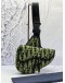 (CNY PROMO) CHRISTIAN DIOR SADDLE IN GREEN OBLIQUE TAPESTRY WITH BLACK LEATHER